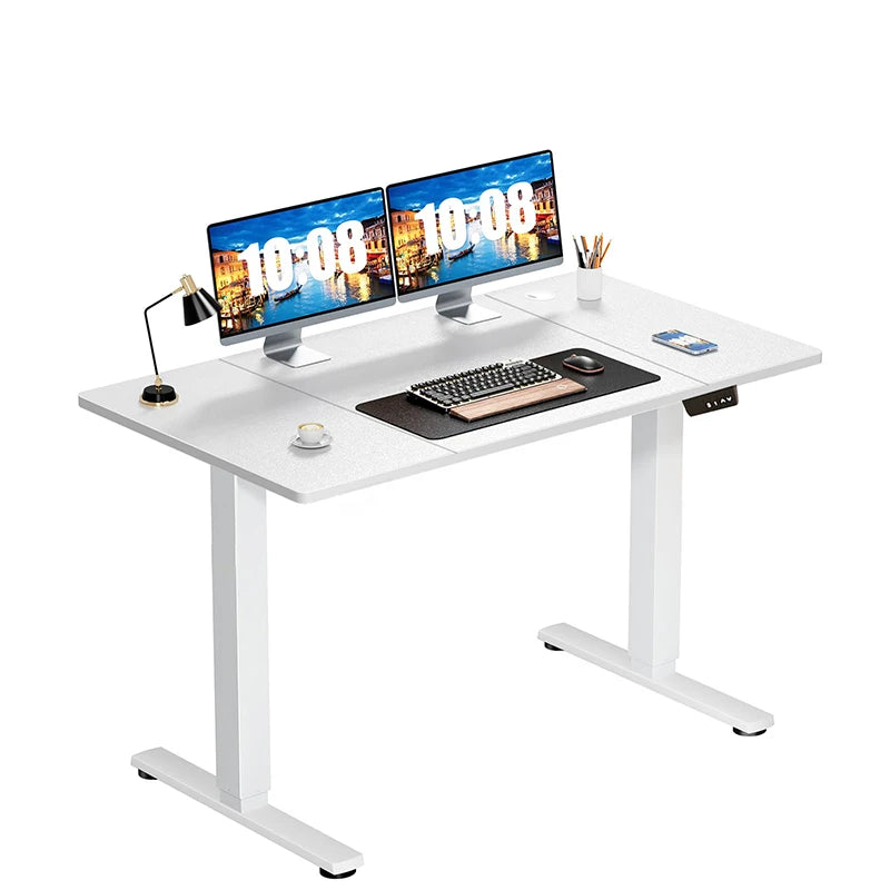 Electric Computer Table Vertical Desk Workstation Integrated Style Desktop Belt Lifting and Lowering Function Computer Desk  140x70cm