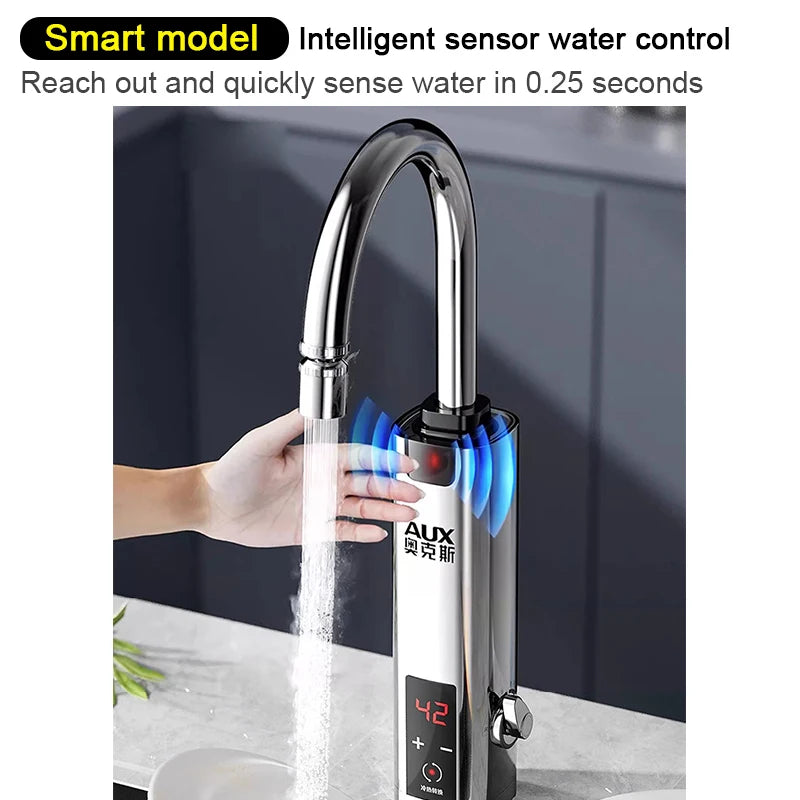 Instantaneous Electric Heating Faucet Household Kitchen Fast Heating Frequency Constant Temperature Stainless Steel Faucet