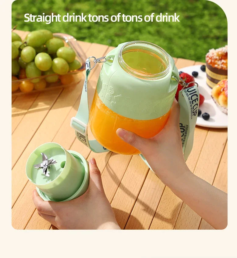 Wireless Portable Juicing Bucket Electric 800ml Sports Cup Fresh Fruit Juicer With Large Capacity and 10 Stainless Steel Blades