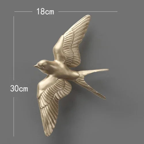 European White Three-dimensional Bird Wall Decoration Living Room Swallow Wall Hanging Abstract Animal Ornaments Home Decoration