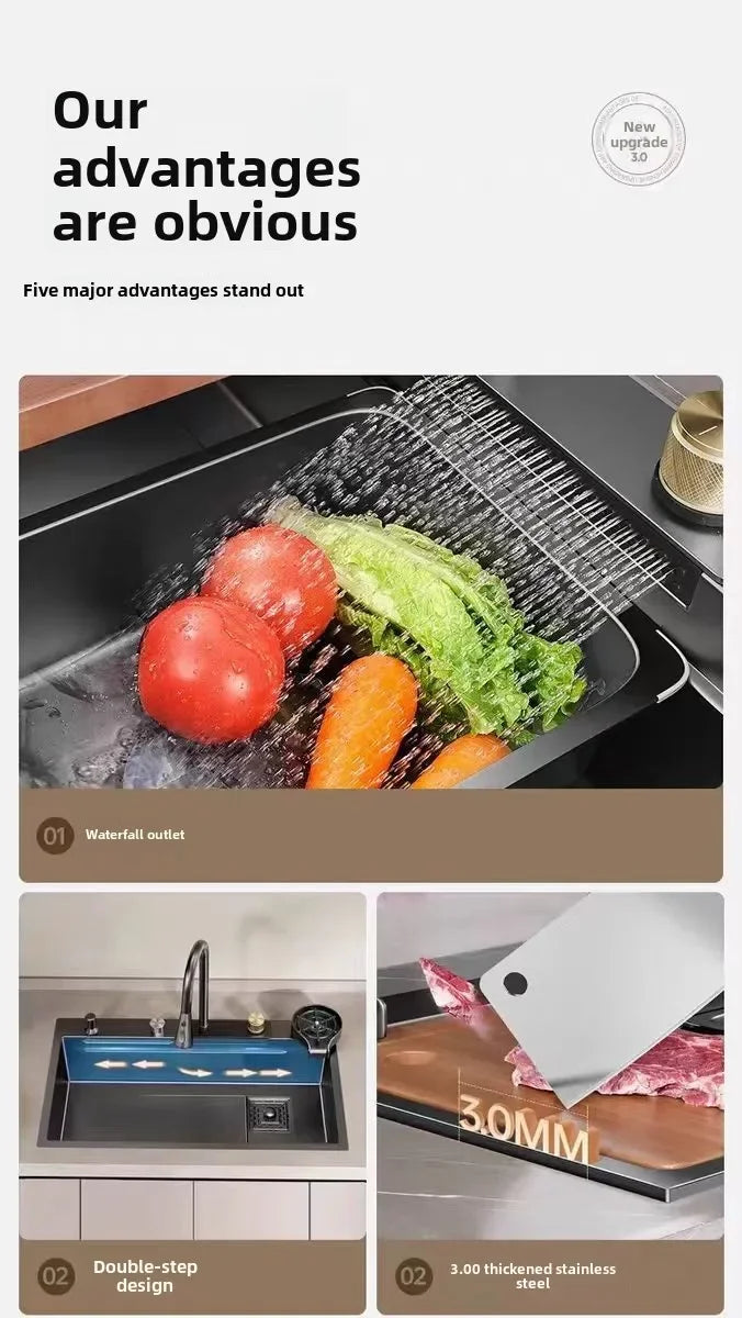 Thickened 304 Sink Stainless Steel Sink Single Vegetable Basin Dishwasher Table Stainless Steel Kitchen Accessories Basin Large