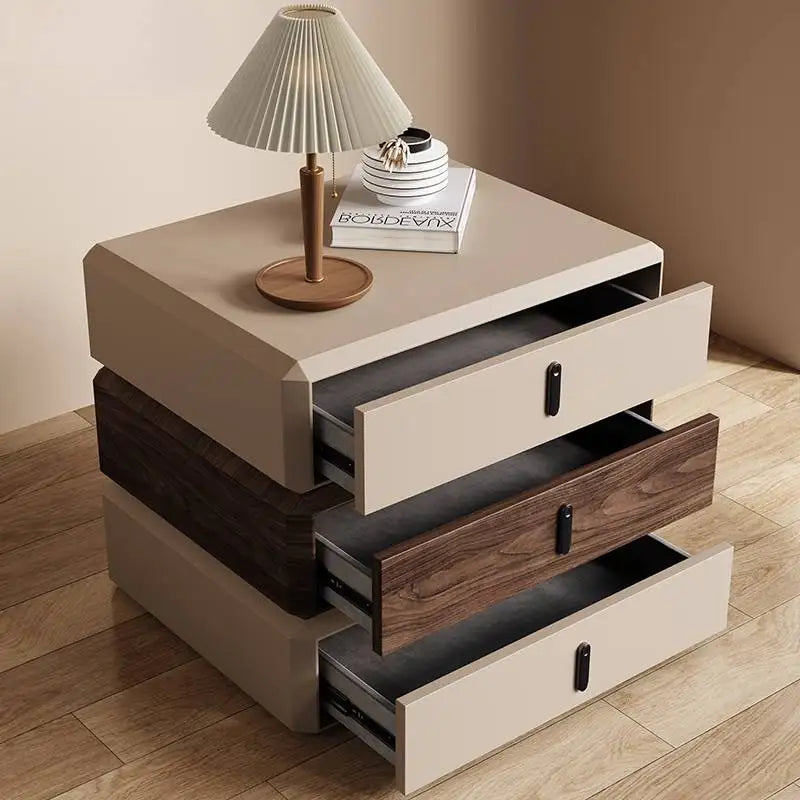 Rotating Solid Ｗood Ｎightstand Modern White Drawer Nordic Hotel Bedside Table Small Storage Mesitas De Noche Home Furniture