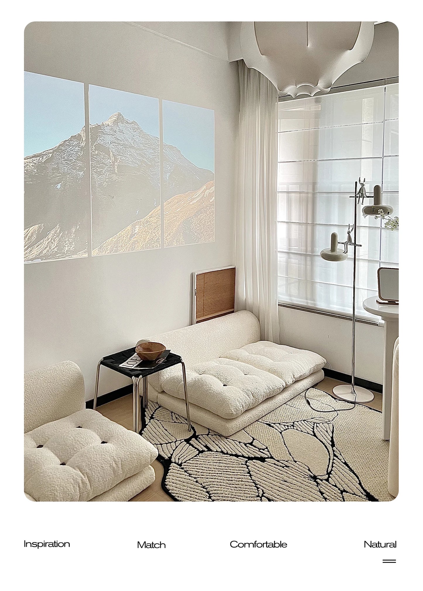 Minimalist White Fabric Living Room Sofa, Super Soft and Comfortable Tatami Module Lazy Sofa, Warm Home Furniture Salon FYLS