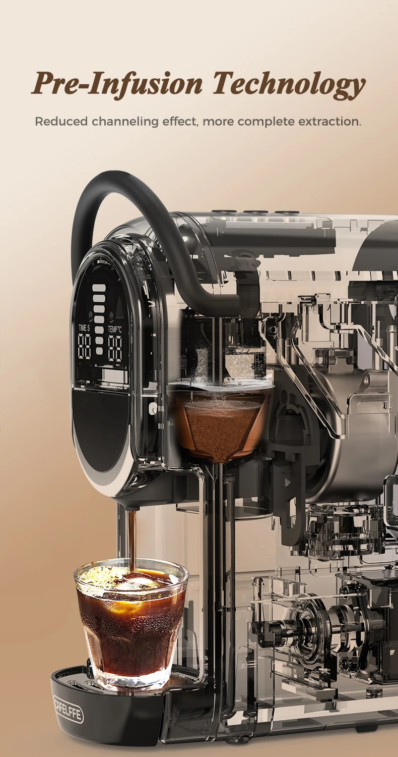 CAFELFFE 4in1 Capsule Coffee Machine Hot/Cold Multiple Espresso Cafetera Cappuccino Coffee Maker Dolce Gusto Nespresso Powder 19