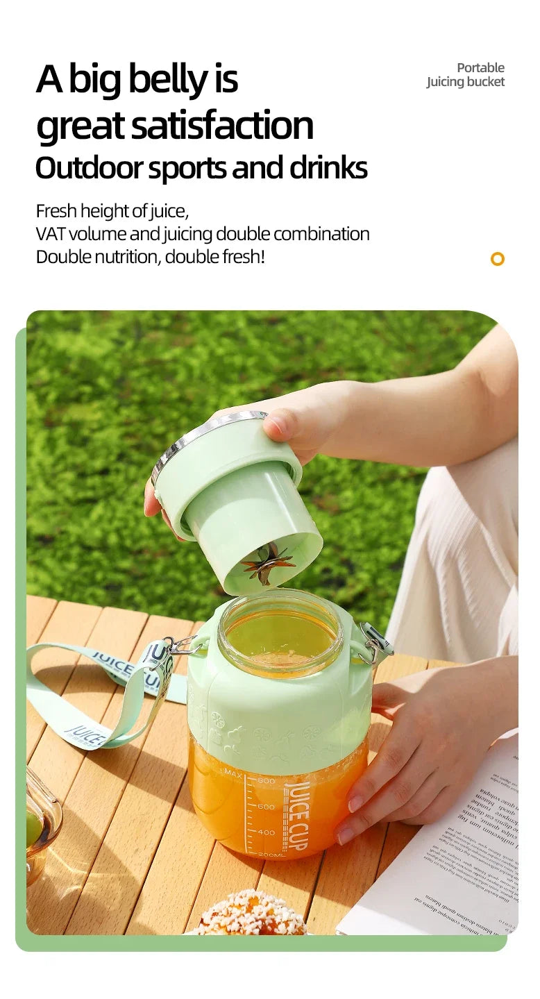 Wireless Portable Juicing Bucket Electric 800ml Sports Cup Fresh Fruit Juicer With Large Capacity and 10 Stainless Steel Blades