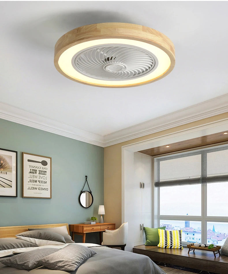 Wooden Ceiling fan with light and remote control home appliance cooling ceiling fan Bedroom Living Room smart ceiling fan light
