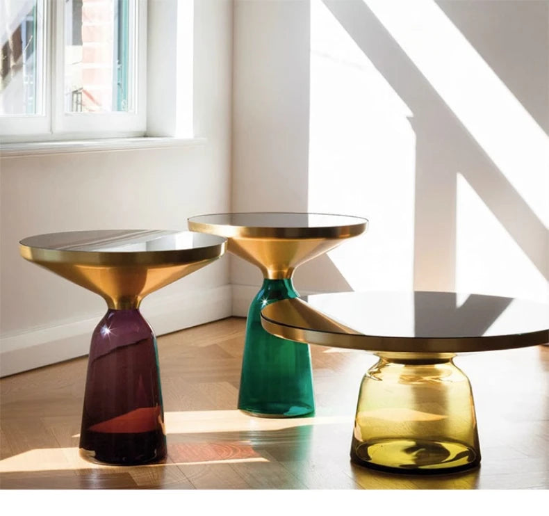 German Design Living Room Bedside Table, Sofa Side Table, Coffee Table, Indoor Round Glass, Nordic Light Luxury Coffee Table