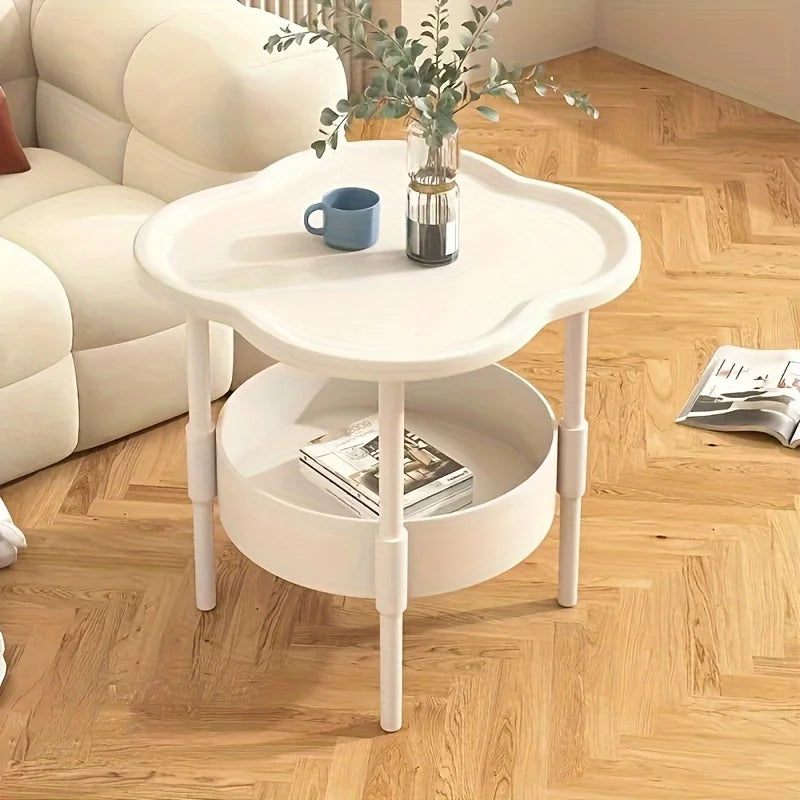 [Plaid and Comfortable] Casual Modern Bedside Table with Portable Storage Rack - Space-Saving Design, Plastic Legs, No Power Sup