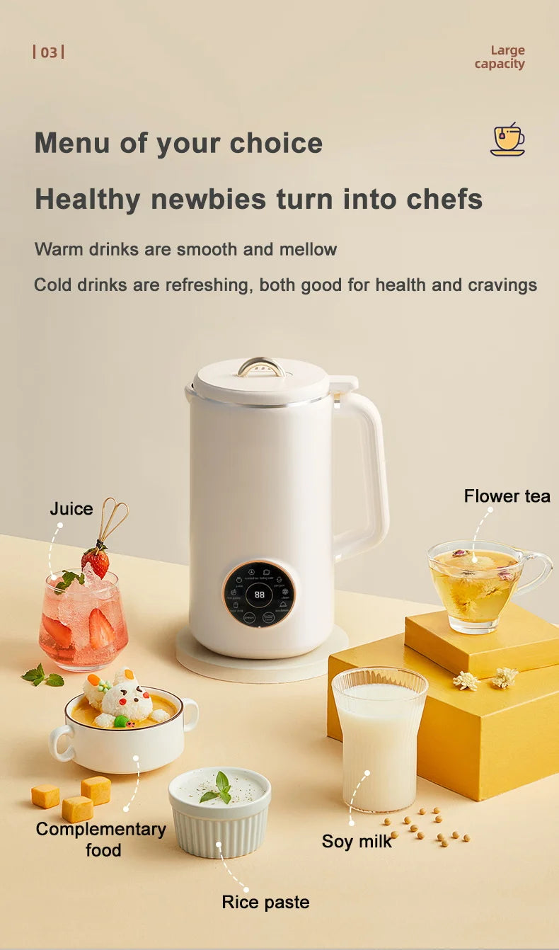 220V/110V Electric Soybean Milk Machine Automatic Intelligent Food Blender Fruit Juicer Water Boiling Kettle Rice Paste Maker