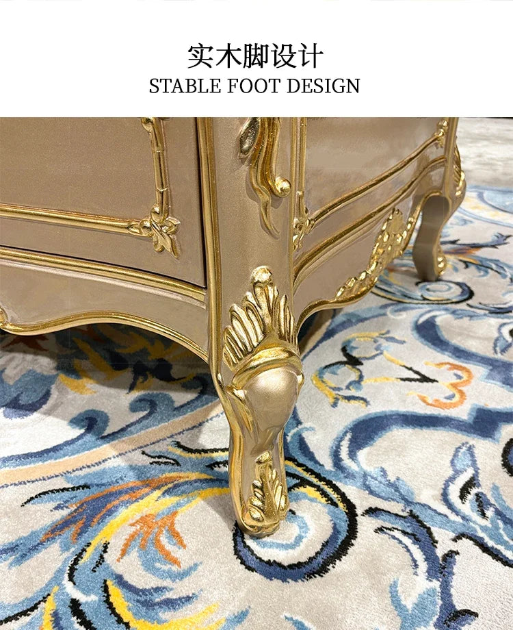 French solid wood coffee table, European court carved small apartment living room tea table neoclassical, furniture45