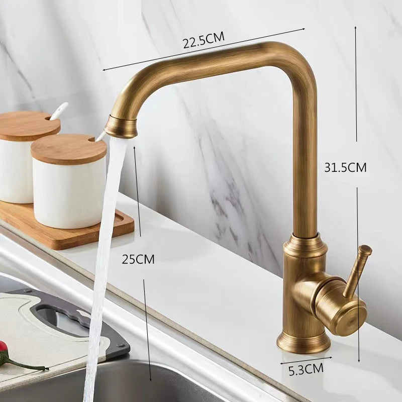 Brass Kitchen Faucet Ceramic Handle Deck Mount Bathroom Basin Faucet 360 Rotate Mixer Taps Hot Cold Water Faucet Crane