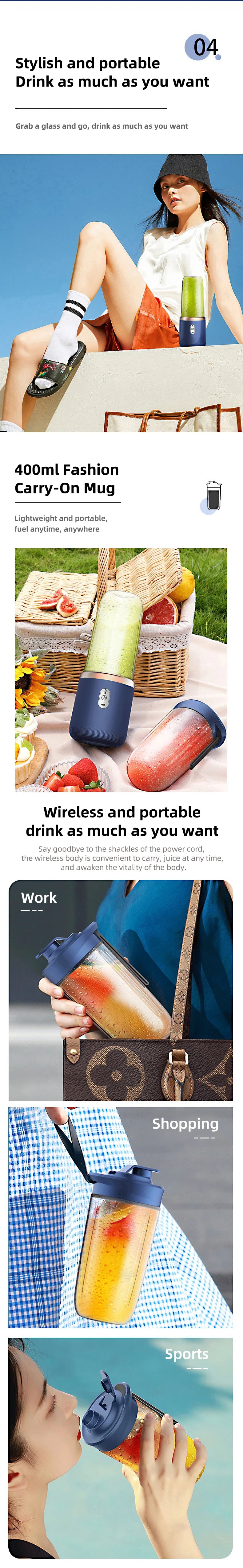 Mixing cup  Juice Cup Portable Rechargeable Small Juice Cup Home and Outdoor Multifunctional Juice Mixing NO BPA  Food Is Safe
