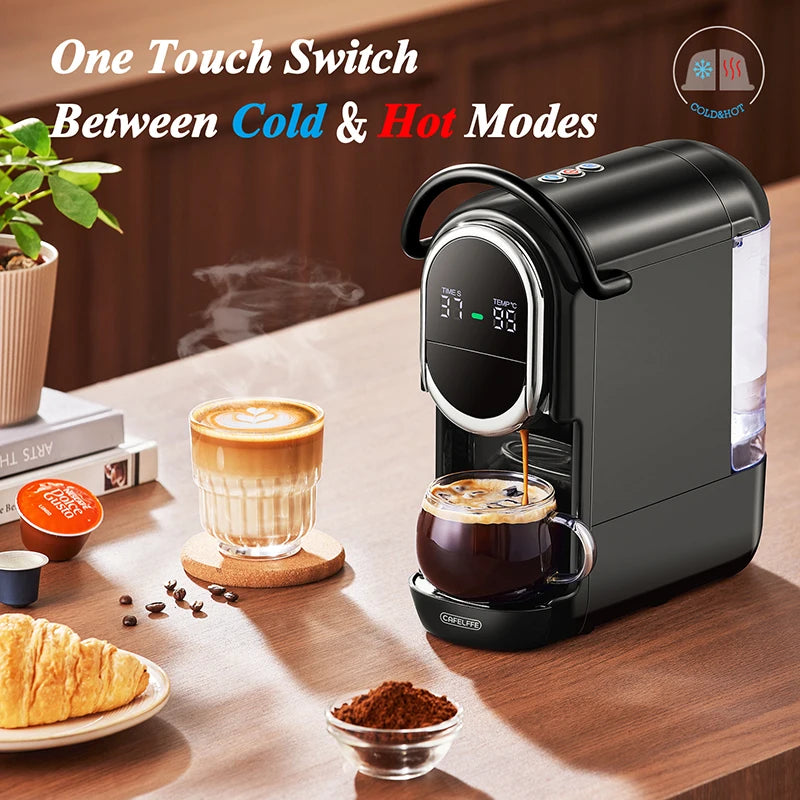CAFELFFE 4in1 Capsule Coffee Machine Hot/Cold Multiple Espresso Cafetera Cappuccino Coffee Maker Dolce Gusto Nespresso Powder 19