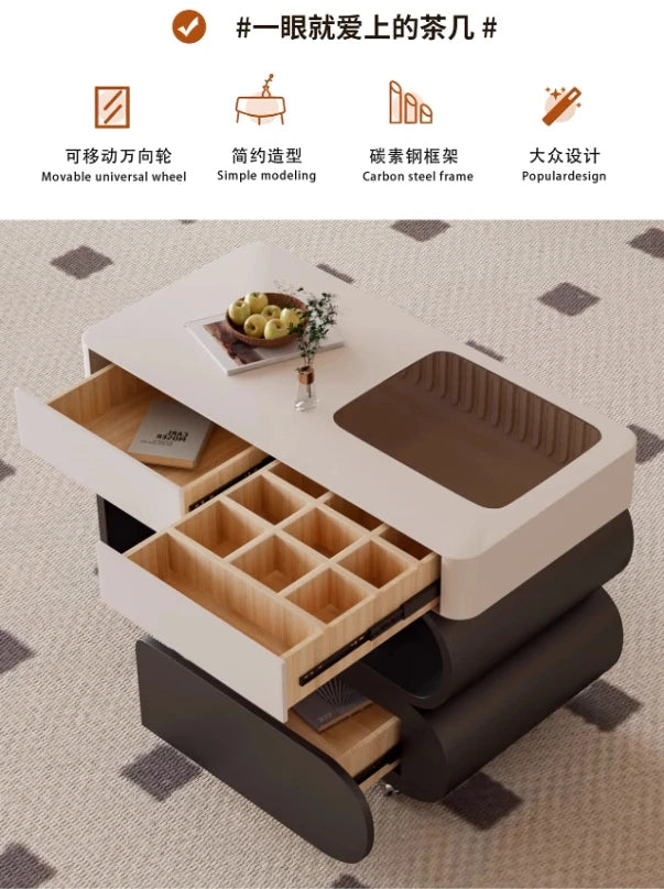Simple Style Side Table Sofa Aesthetic Modern Style Coffee Tables Storage Drawers Mesa De Centro Sala Living Room Furniture