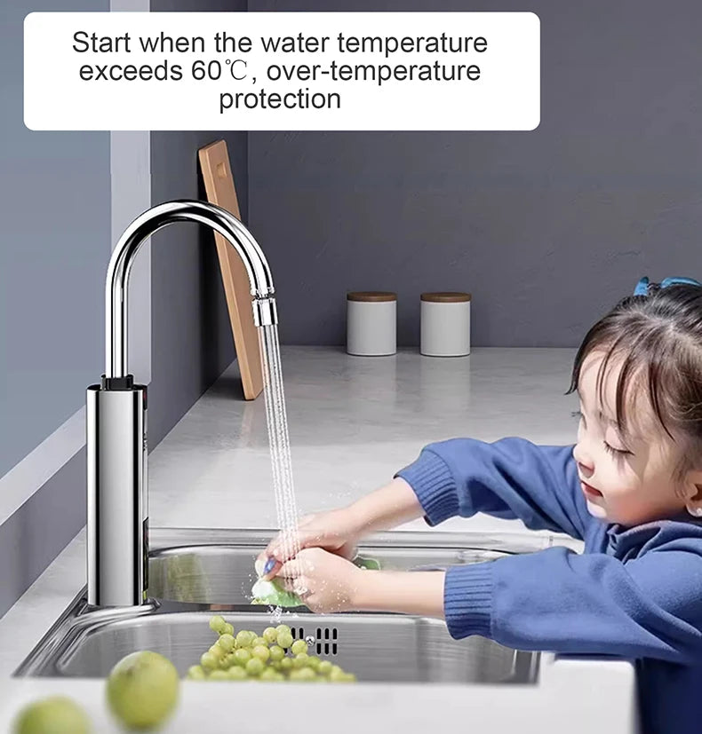 Instantaneous Electric Heating Faucet Household Kitchen Fast Heating Frequency Constant Temperature Stainless Steel Faucet