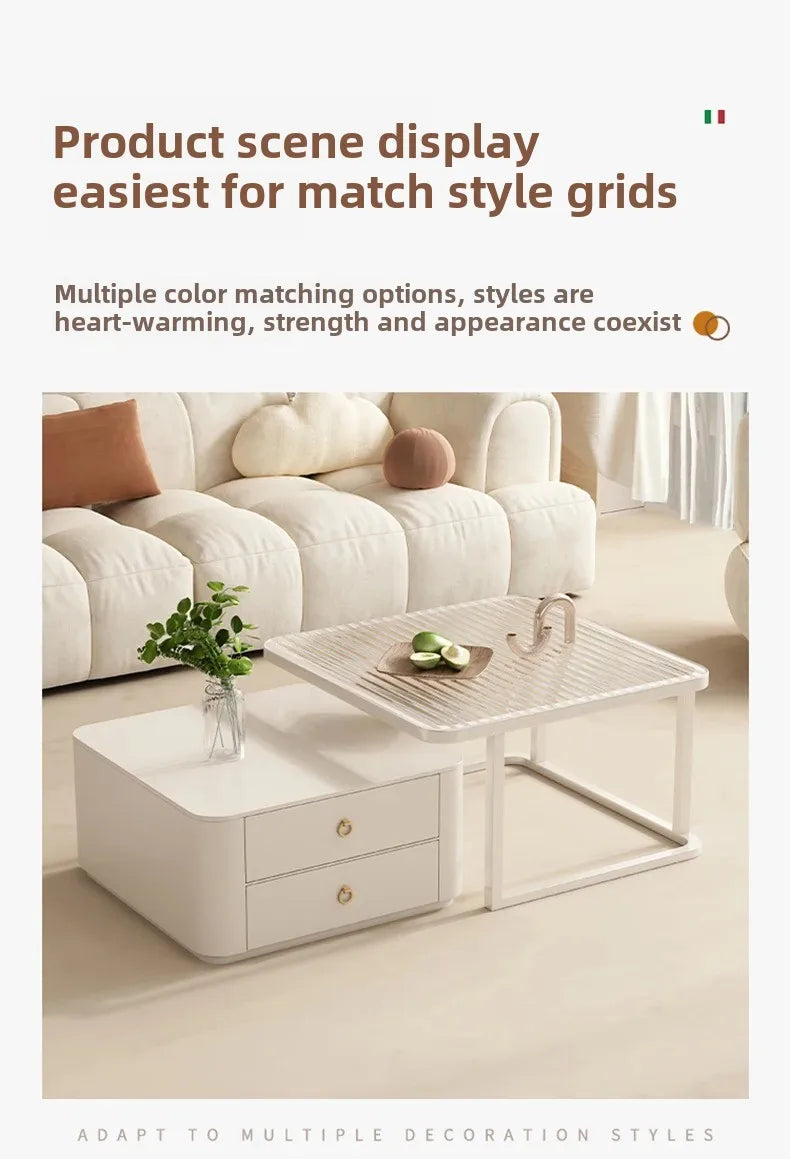 Simple Modern Coffee Table Luxury Storage Bedroom Low Coffee Table White Minimalist Meubles De Salon Living Room Furniture White