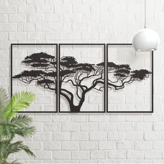 3pcs Black Metal Wall Art Decor Tree Of Life Metal Tree Wall Art Tree Sign Metal Wall Decoration Housewarming Hanging Wall Art