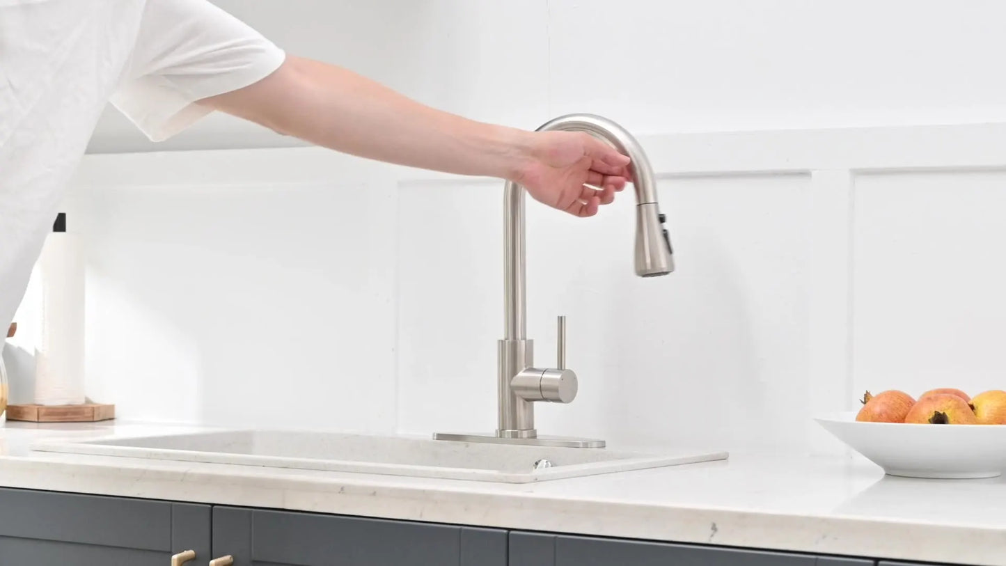 304 brushed kitchen faucet, black surface faucet, kitchen sink faucet, pull-out kitchen faucet, single hole faucet