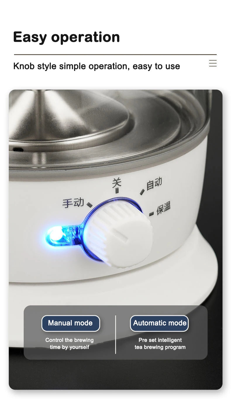 Electric Kettle Coffee Tea Maker Brewer Black Pu 'er Glass Kettles Steam Teapot Automatic Health Tea Infuser Pot Boiling Set 1L