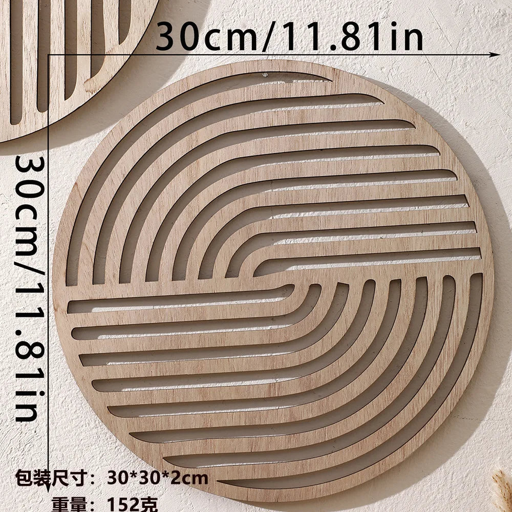 Carved Wood Hollowed-out Solid Wood Decals European Wooden Background Wall Decorative Home Art Pendant Aesthetic Room Decor