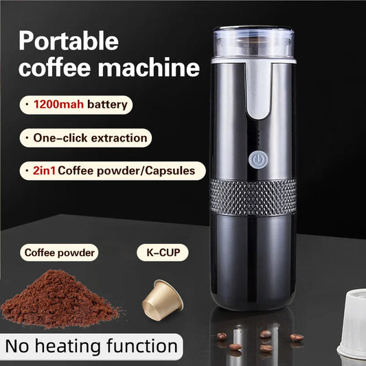 Electric Coffee Maker Convenient Capsule Ground Coffee Brewer Travel Camping Coffee Maker for Ground Coffee and KCUP Capsules