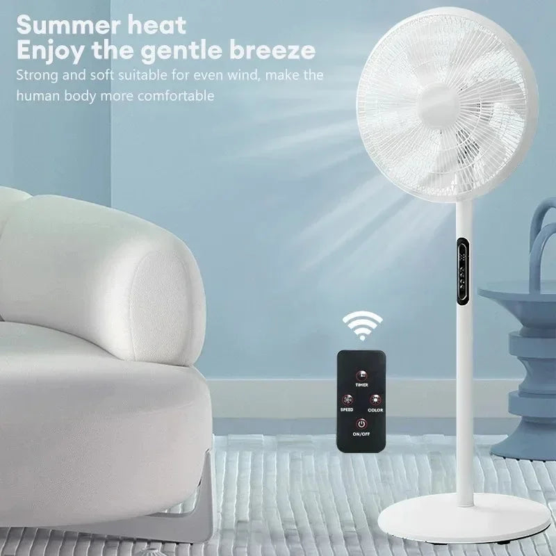 16-inch Household Powerful Vertical Stand Floor Fan with Remote Control, Oscillation, Timer – 220V Electric Home Appliance