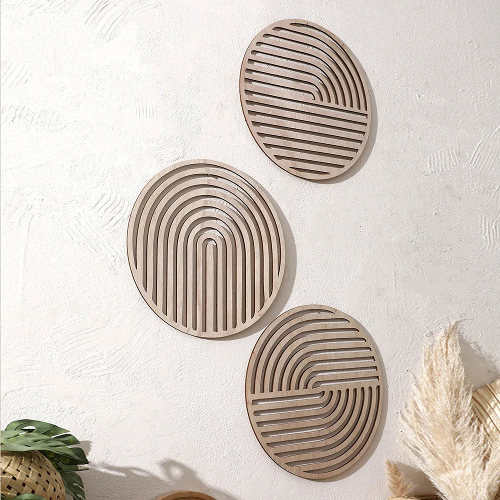 Carved Wood Hollowed-out Solid Wood Decals European Wooden Background Wall Decorative Home Art Pendant Aesthetic Room Decor