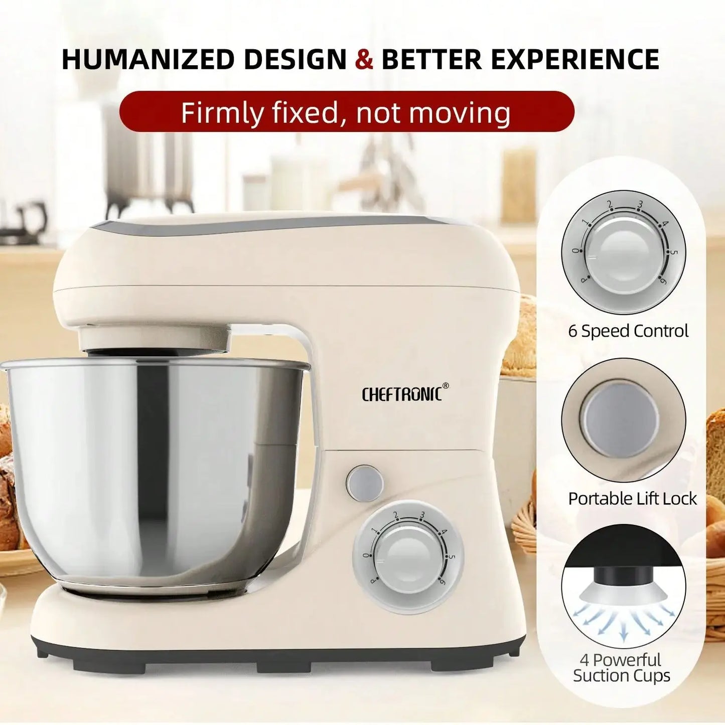 1pc Stand Mixer, 5L Tilt-Head Electric Household - 1300W 6+P electric blender, Food Beater And Butter Beater, EC Plug