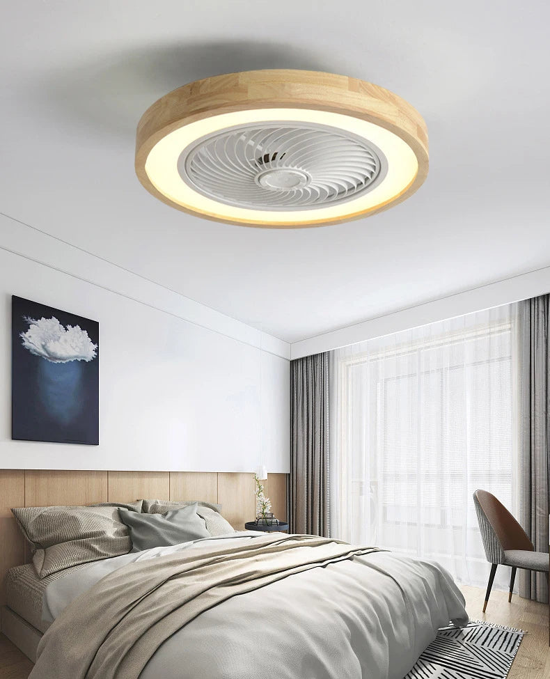 Wooden Ceiling fan with light and remote control home appliance cooling ceiling fan Bedroom Living Room smart ceiling fan light