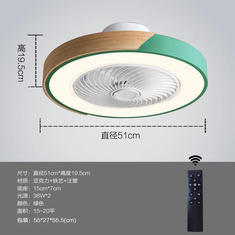 Wooden Ceiling fan with light and remote control home appliance cooling ceiling fan Bedroom Living Room smart ceiling fan light