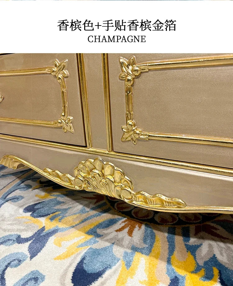 French solid wood coffee table, European court carved small apartment living room tea table neoclassical, furniture45