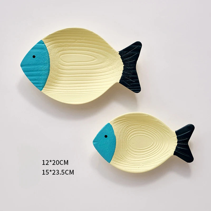 Woodiness Mediterranean Ocean Wall Stereoscopic Model Room Hotel Fish Wall Decor Decoration Size Set Can Be Hung or Placed