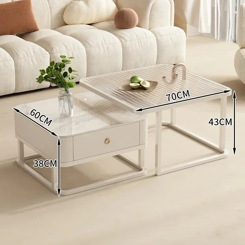 Simple Modern Coffee Table Luxury Storage Bedroom Low Coffee Table White Minimalist Meubles De Salon Living Room Furniture White