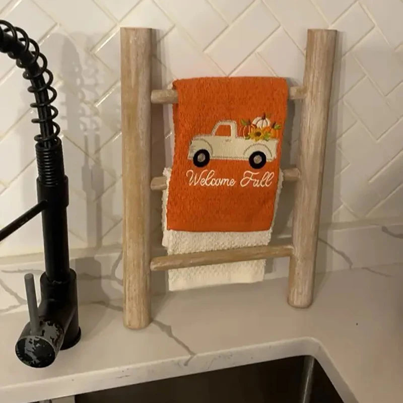 Wooden Towel Racks, Wooden Ladder Home Decoration- Wooden Decorative Staircase for Kitchen and Bathroom Decor