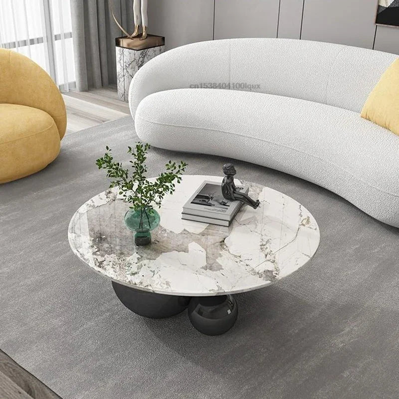 Furniture Gold Black Center Base Table Living Room Designer Stainless Steel Home Impact Space Marble Modern Coffee Table Round