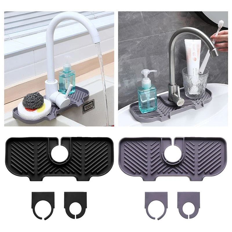 Convenient Silicone Countertop Protector Faucet Absorbent Pad Drip Catcher Mat Faucet Absorbent Mat Sink Splash Guard