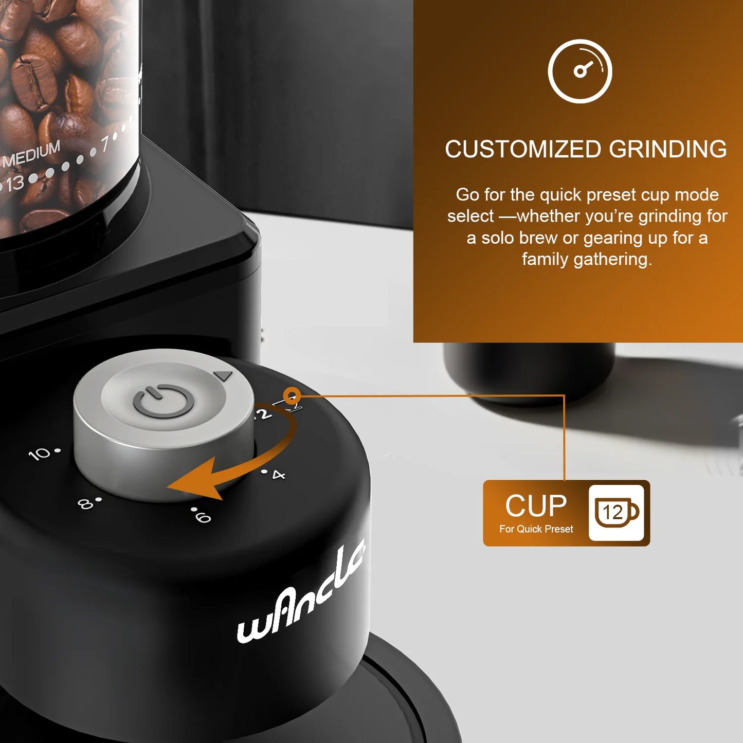Coffee Bean Grinder Automatic Conical Burr Grinder 25 Precise Grindings with Powder Blower for Espresso French Coffee 2-12 Cups