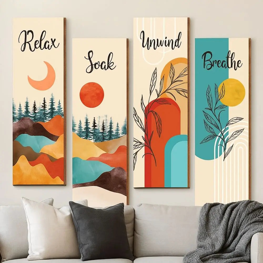 Inspirational Quotes Bohemian Abstract Hanging Sign Wall-mounting Artistic Wooden Wall Hanging Plate Handmade Decorative Panel