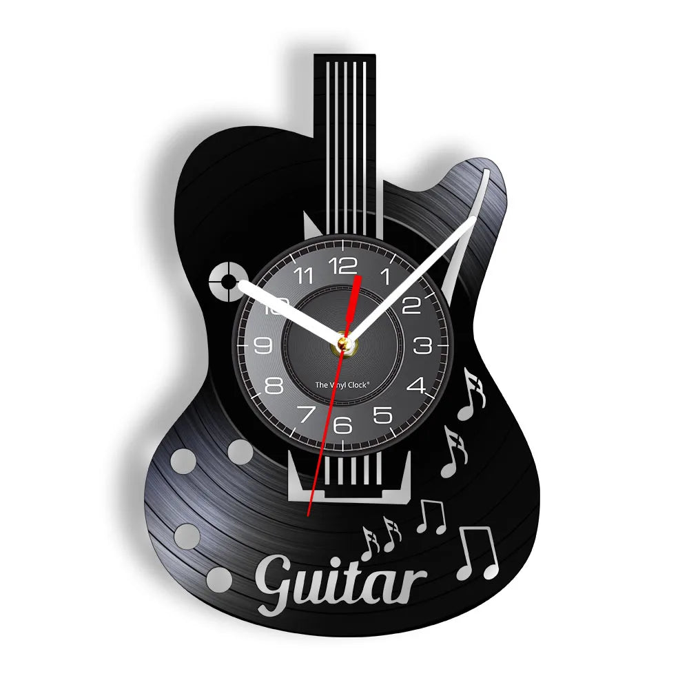 Guitar and Drum Kits Wall Clock Guitar Player Music Vinyl Record Clock Rock Music Instrument Guitar Wall Art Rock n Rock Gift