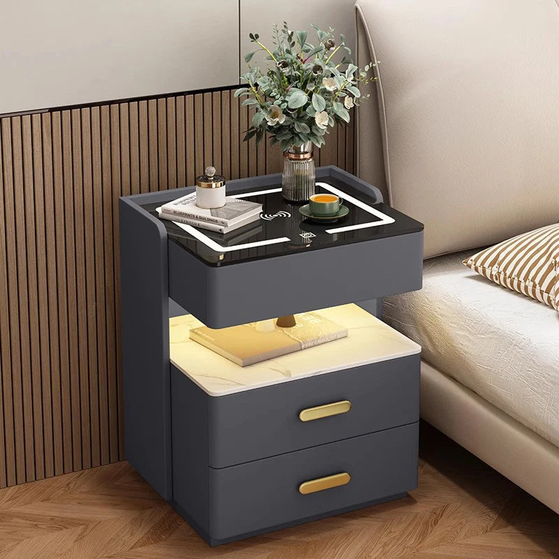 Unique Trendy Bedside Table Nordic Storage Simple Organizer Smart Cheap Bedroom Luxury Console Mesa De Cabeceira Hotel Furniture