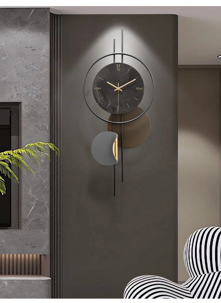 Wooden Grille Decorative Wall Clock, TV Background, New, 2024