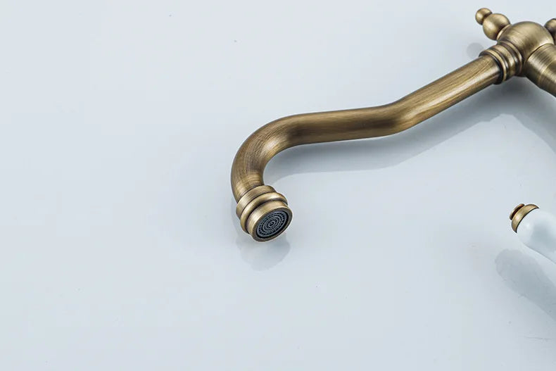 Brass Kitchen Faucet Ceramic Handle Deck Mount Bathroom Basin Faucet 360 Rotate Mixer Taps Hot Cold Water Faucet Crane