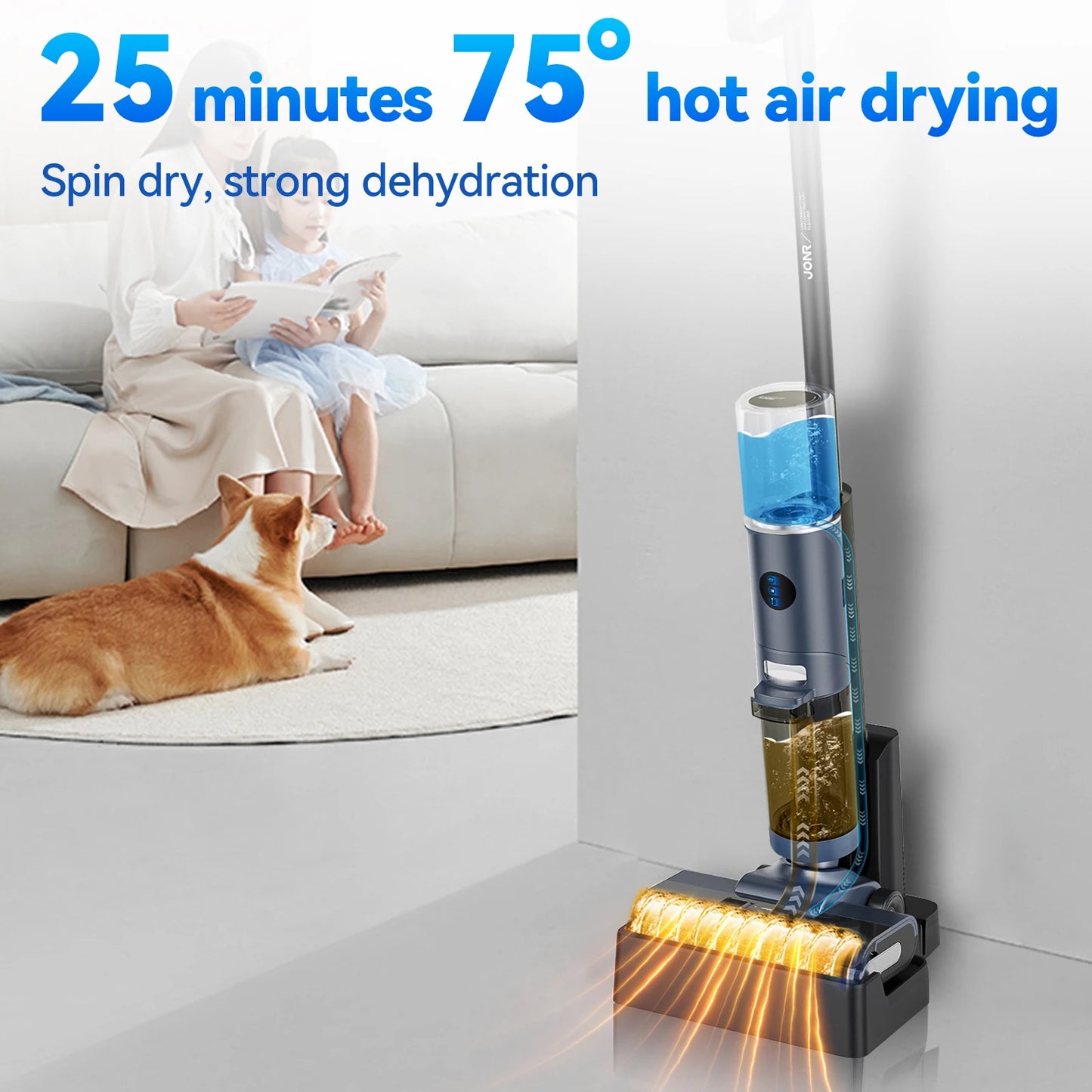 JONR ED12 Pro Cordless Vacuum Cleaner Wet & Dry Vertical Vacuum Cleaner with Hot Air Dry Self-Cleaning For Smart Home Appliances