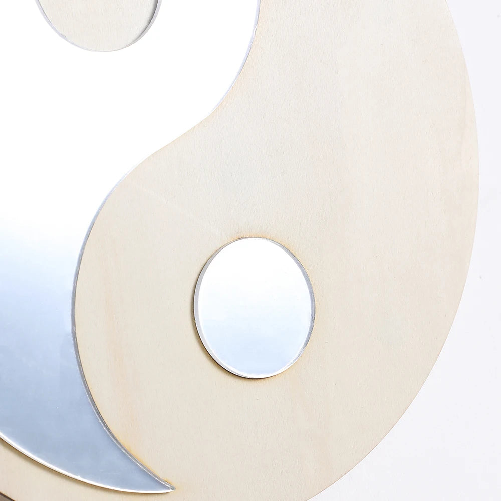 Wooden Mirror Home Decor Boho Wall Mirrors for Living Room Bedroom Tai Chi Yin Yang Wood Mirrors Room House Feng Shui Decoration