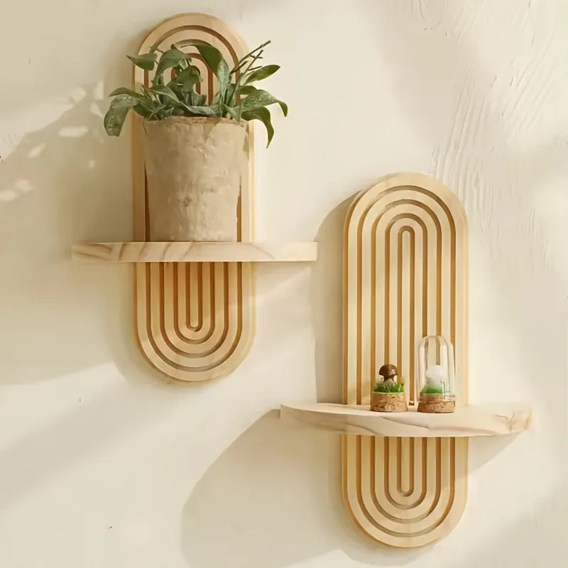 Boho Wooden Shelves for Wall Decorative Book Floating Wall Shelf for Living Room Bathroom Bedroom Classroom Office Nursery Home