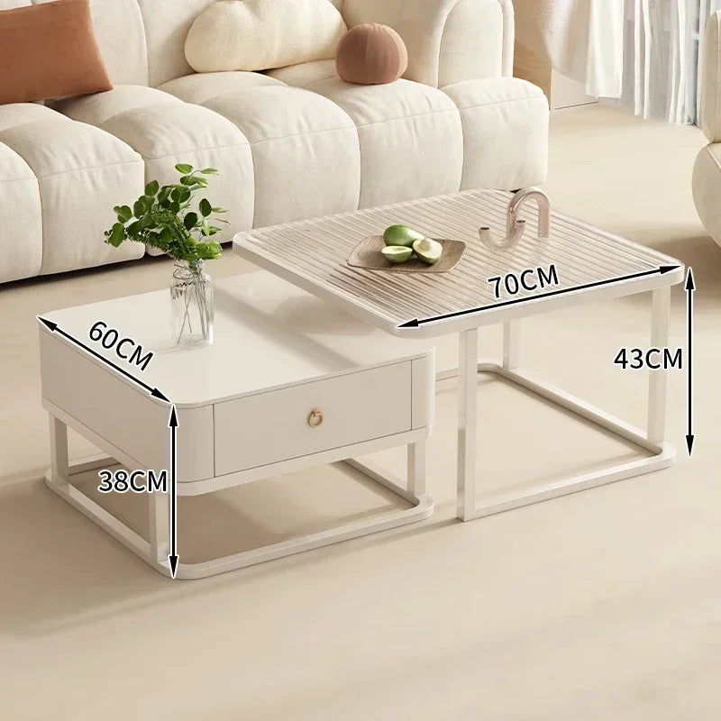 Simple Modern Coffee Table Luxury Storage Bedroom Low Coffee Table White Minimalist Meubles De Salon Living Room Furniture White