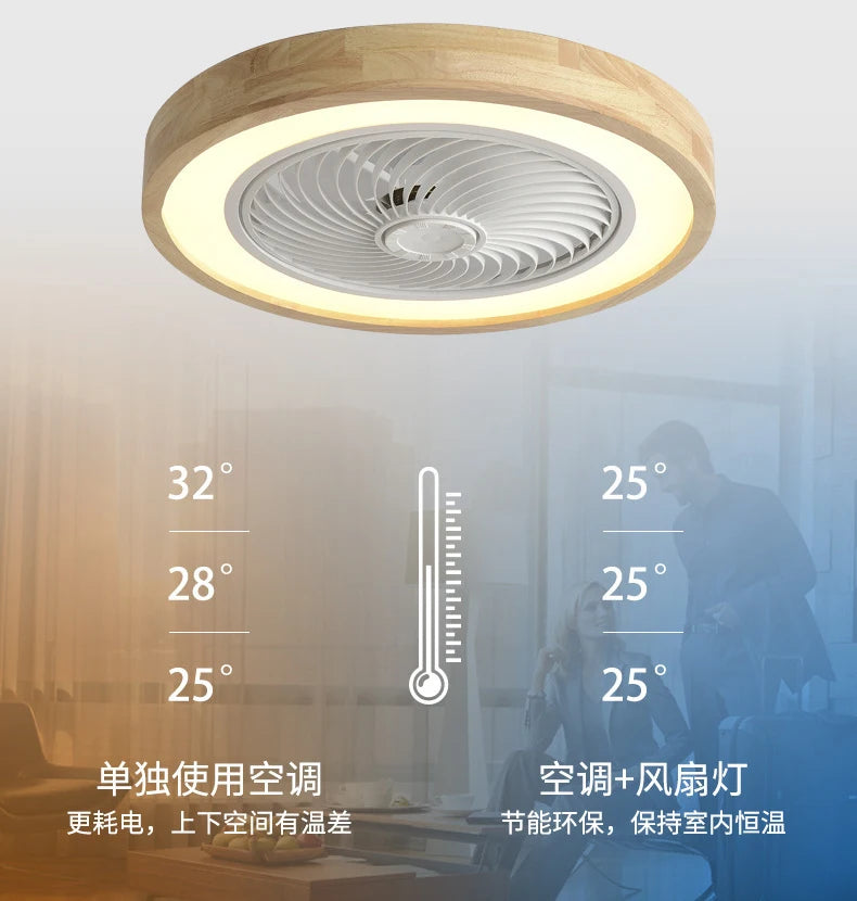 Wooden Ceiling fan with light and remote control home appliance cooling ceiling fan Bedroom Living Room smart ceiling fan light