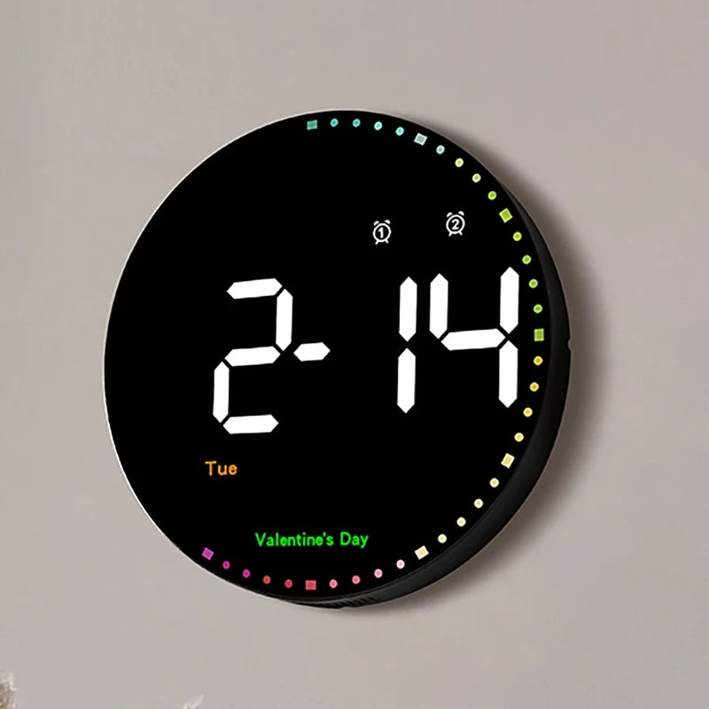 Digital Electronic Clock With calendar Large Display Wall Hanging Clock Home Deco LED Clock Smart dazzling Color Watch