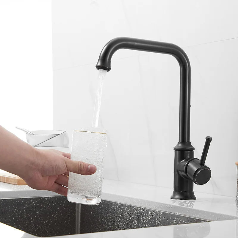 Brass Kitchen Faucet Ceramic Handle Deck Mount Bathroom Basin Faucet 360 Rotate Mixer Taps Hot Cold Water Faucet Crane