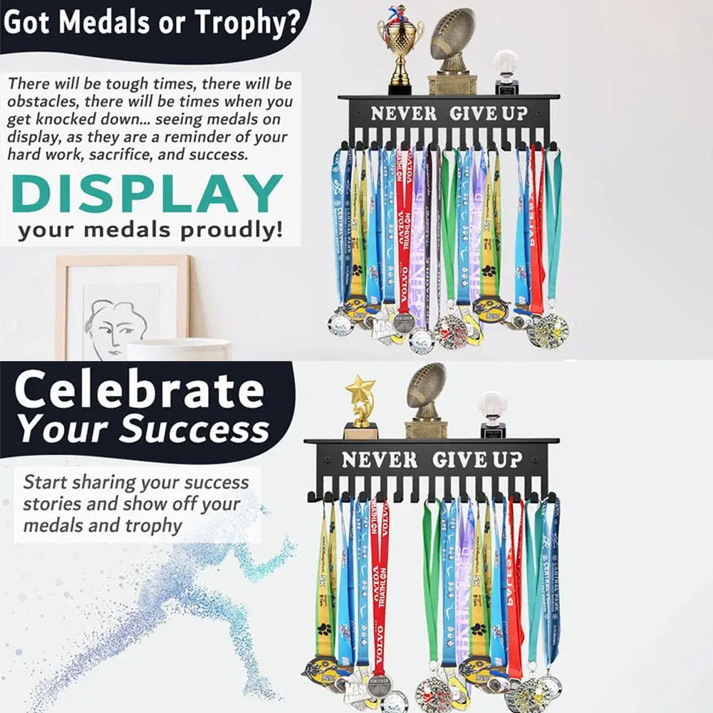 Sports Football Medal Display Metal Rack Hanger Holder Organizer Volleyball Basketball For Ribbons Medal Display